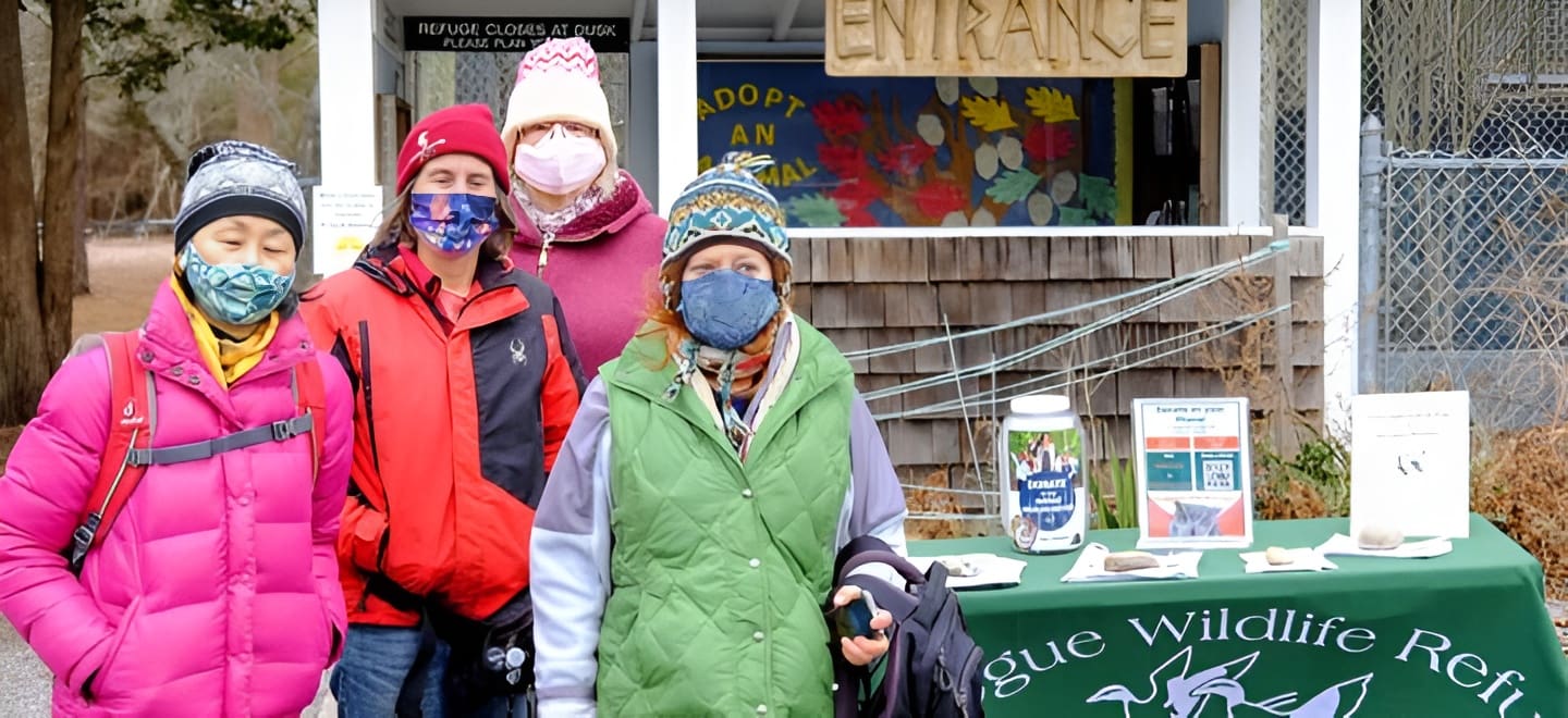 Group in winter clothing at wildlife refuge